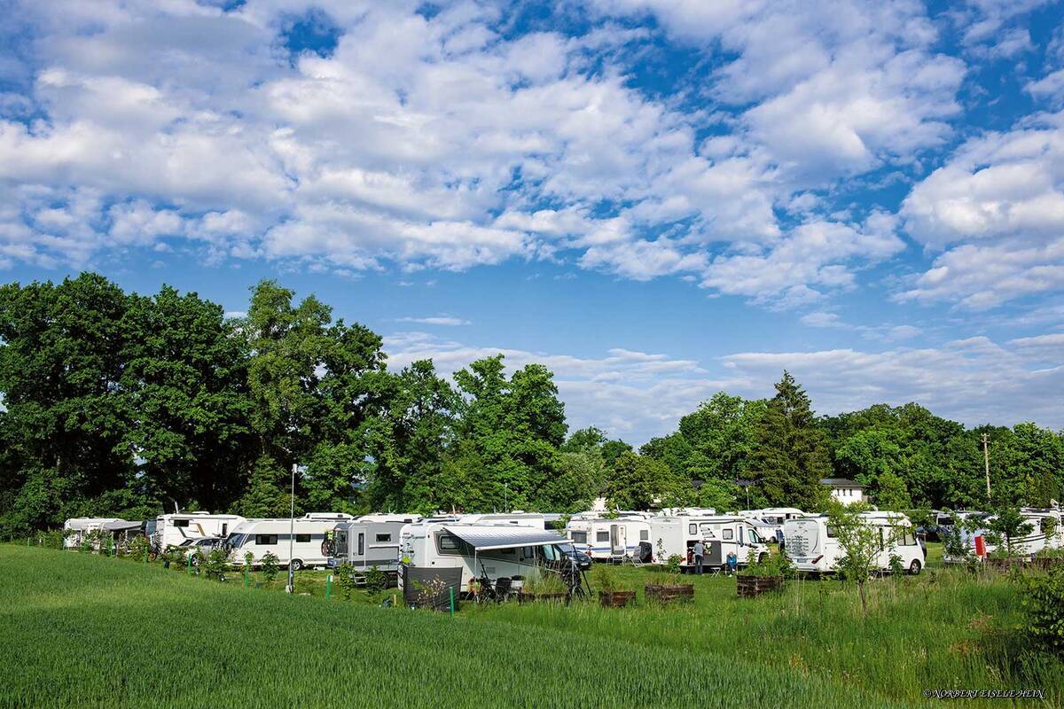 Depuis le « Campinginsel Bug » situé directement sur les bords de la Regnitz, on rejoint la vieille ville de Bamberg en 15 minutes à vélo.