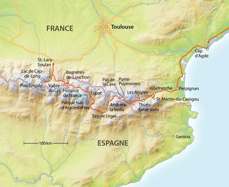 Route Espagne, les Pyrénées-Orientales.