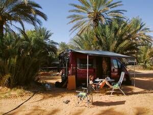 Notre emplacement au  camping sous les palmiers.