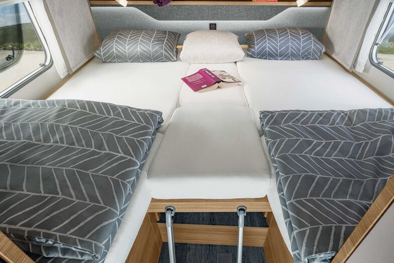 Die Einzelbetten können zu einem Doppelbett umgebaut werden.